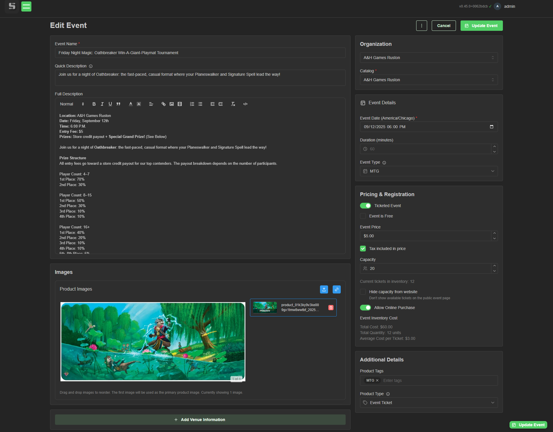 Create & Edit Events