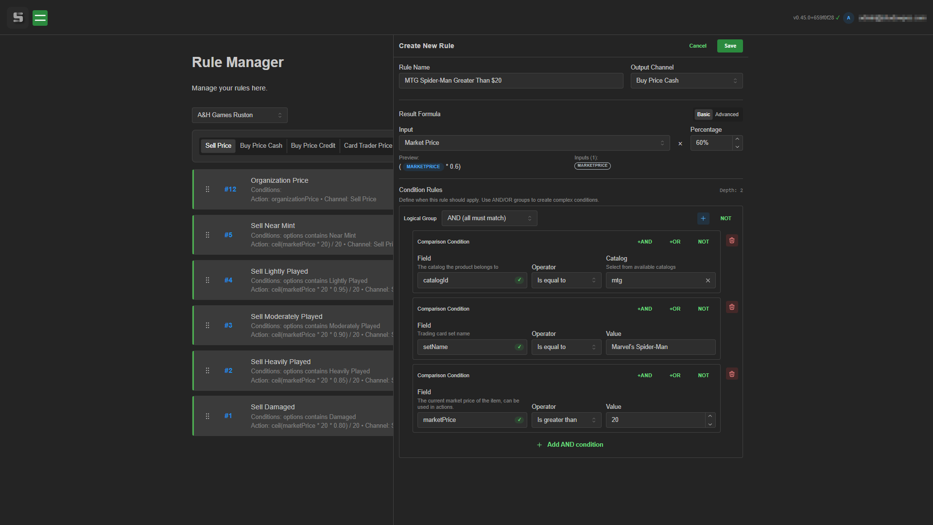 Easy to Use Condition Based Pricing