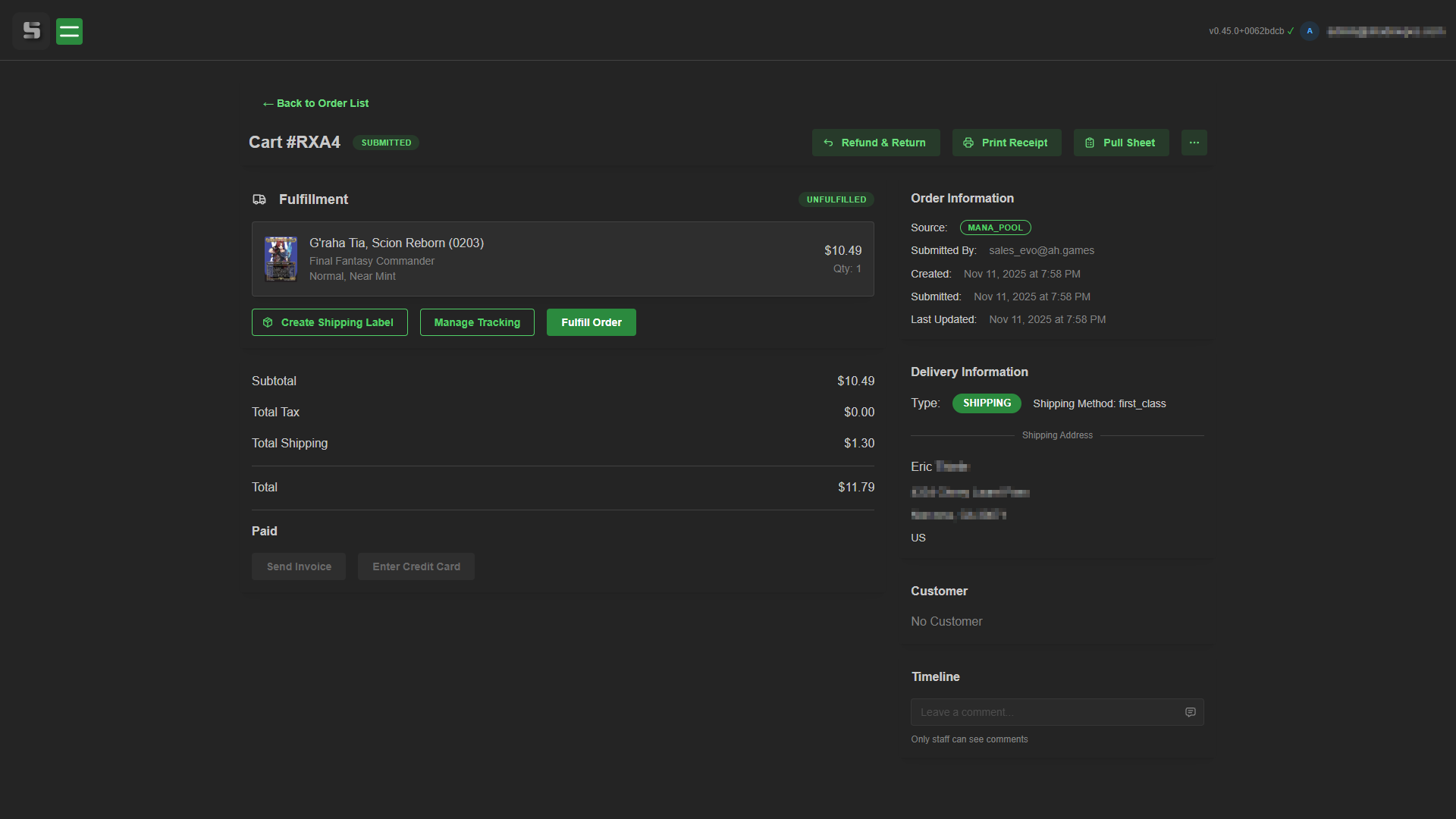 Order Page screenshot